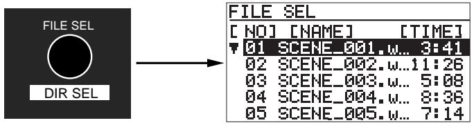 FOSTEX CR500 - - Press the [FILE SELDIR SEL] key to bring up the "FILE SEL" screen directly. - 1