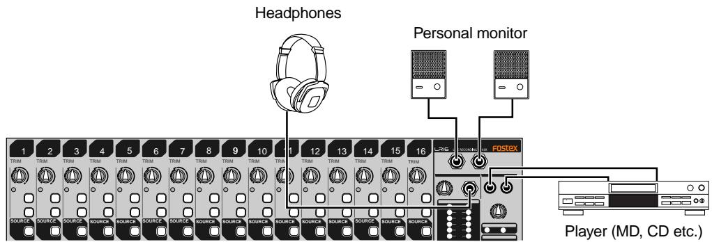 FOSTEX LR16 - Connection example (live recording) - 2