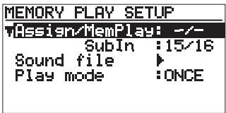 FOSTEX LR16 - Memory play setup mode screen - 1
