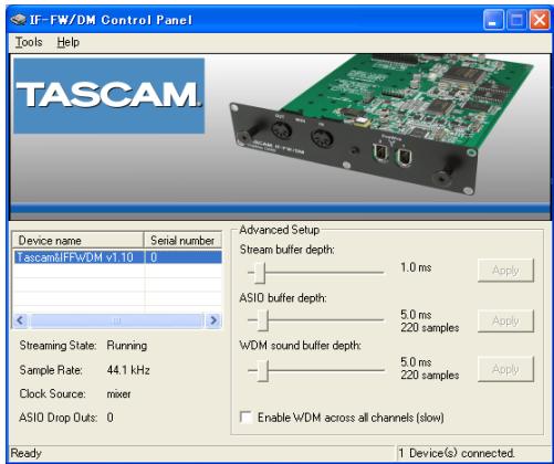 TASCAM IF-FW - IF-FW/DM Control Panel (Windows) - 1