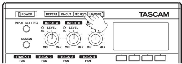 POWER REPEAT IN/OUT REC MONS UN/PERQ TASCAM INPUT SETTING INPUT A LEVEL O OL MIN MAX MIN MAX MIN MAX INPUT B LEVEL O OL MIN MAX MIN MAX MIN MAX ASSIGN TRACK 1 TRACK 2 TRACK 3 TRACK 4 PAN PAN PAN PAN PAN