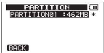 PARTITION PARTITION01 :462MB * BACK