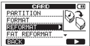 CARD PARTITION FORMAT REFORMAT FAT REFORMAT BACK