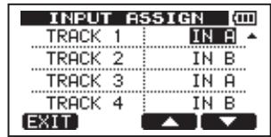 INPUT ASSIGN TRACK 1 IN A TRACK 2 IN B TRACK 3 IN A TRACK 4 IN B EXIT