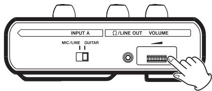 INPUT A Ω/LINE OUT VOLUME MIC/LINE QUITAR