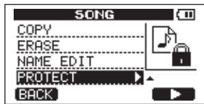 SONG COPY ERASE NAME EDIT PROTECT BACK