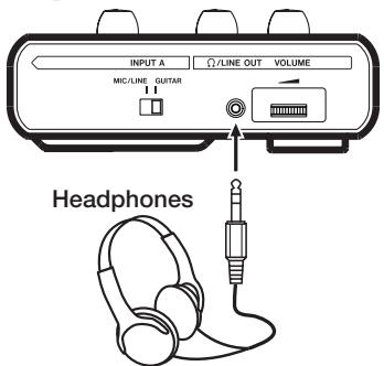 INPUT A MIC/LINE OUT VOLUME GUTAR Headphones