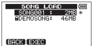 SONG LOAD SONG001 : 2MB * DEMOSONG: 46MB BACK EXEC