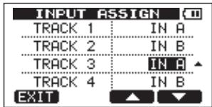 INPUT ASSIGN TRACK 1 IN A TRACK 2 IN B TRACK 3 IN A TRACK 4 IN B EXIT