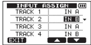 INPUT ASSIGN TRACK 1 IN A TRACK 2 IN B TRACK 3 IN A TRACK 4 IN B EXIT