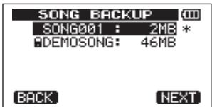 SONG BACKUP SONG001 : 2MB * DEMOSONG: 46MB BACK NEXT