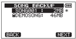 SONG BACKUP SONG001 : 2MB * DEMOSONG: 46MB BACK NEXT