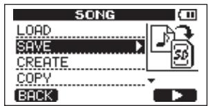 SONG LOAD SAVE CREATE COPY BACK