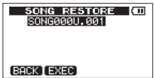 SONG RESTORE SONG000U.001 BACK EXEC