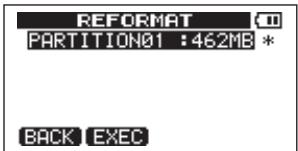 REFORMAT PARTITION01 : 462MB * BACK EXEC