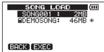 SONG LOAD SONG001 : 2MB @DEMOSONG: 46MB * BACK EXEC