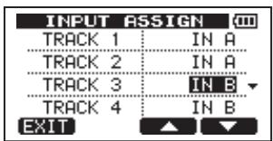 INPUT ASSIGN TRACK 1 IN A TRACK 2 IN A TRACK 3 IN B TRACK 4 IN B EXIT