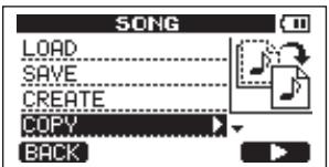 SONG LOAD SAVE CREATE COPY BACK