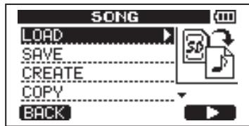 SONG LOAD SAVE CREATE COPY BACK