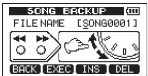 SONG BACKUP FILE NAME [SONG0001] BACK EXEC INS DEL