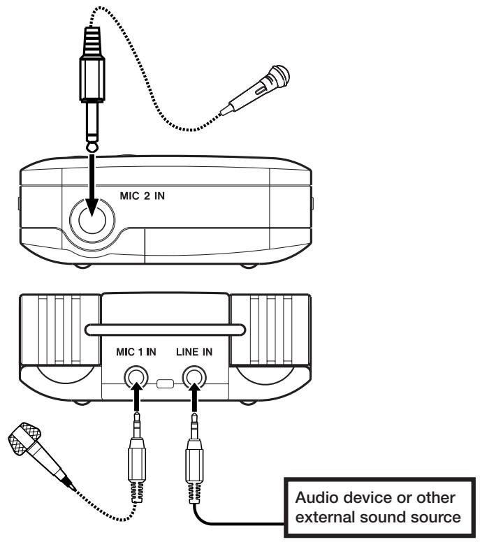 TASCAM DR-1 - Connecting mics and other audio devices - 1