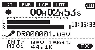 TASCAM DR-1 - Display of input functions on the Record Screen - 1