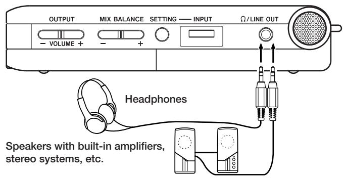 TASCAM DR-1 - Connecting monitors - 1