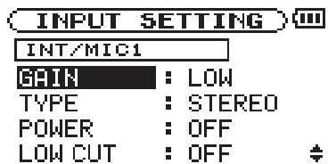 TASCAM DR-1 - Setting the INT/MIC1 input functions - 1