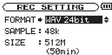 TASCAM DR-1 - Selecting the file type and sampling frequency - 1