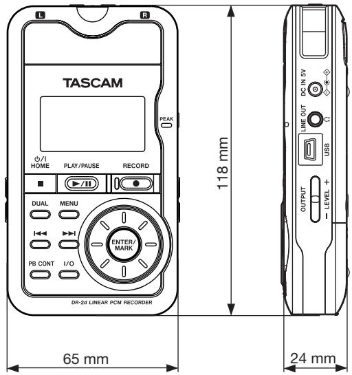 TASCAM DR-2D - Dimensional drawings - 1