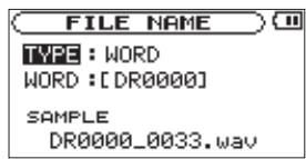 TASCAM DR-2D - Setting the format of file names - 1