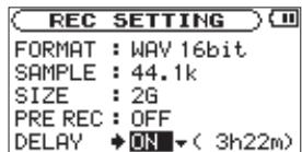 TASCAM DR-2D - Delaying the start of recording (REC DELAY) - 1