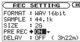 TASCAM DR-2D - Recording the moment before pushing RECORD (PRE REC) - 1