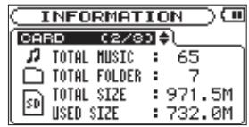 TASCAM DR-2D - REMAIN SIZE/USED SIZE - 1