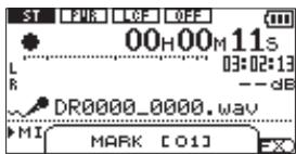 TASCAM DR-2D - Adding marks manually to a recording - 1