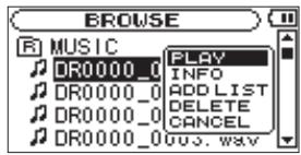 TASCAM DR-2D - Selecting a folder for the playback area (2) - 1