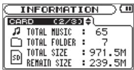 TASCAM DR-2D - Card information page - 1