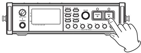 TASCAM DR-680 - Manually starting a new take during recording - 1
