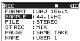 TASCAM DR-680 - Using menus - 3