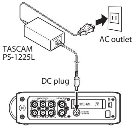 TASCAM DR-680 - Using the AC adaptor - 1