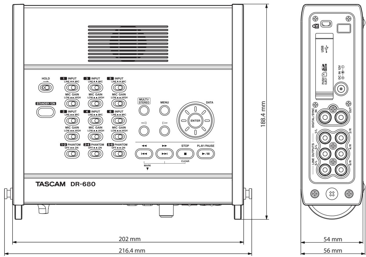 TASCAM DR-680 - Dimensions - 1