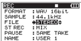 TASCAM DR-680 - Setting the file recording mode - 1