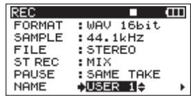 TASCAM DR-680 - Editing the user take names - 1
