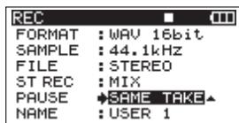 TASCAM DR-680 - Creation of new takes when restarting recording - 1