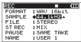 TASCAM DR-680 - Setting the sampling frequency - 1