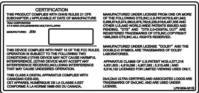 TASCAM DV-D01U - Safety Information - 1