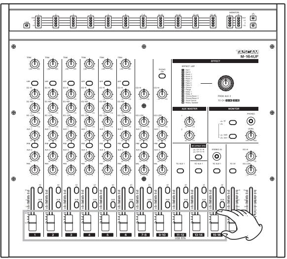 TASCAM M-164FX - Raise the channel fader. - 1