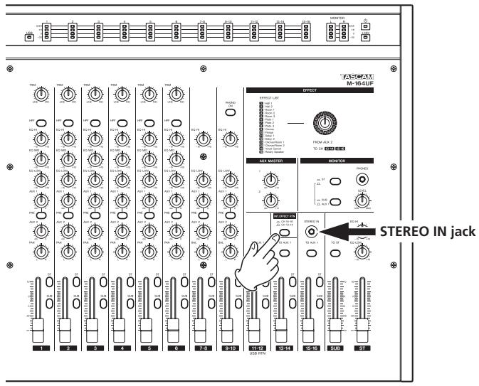 TASCAM M-164FX - Setting the internal effects return channels (M-164FX and M-164UF) - 1
