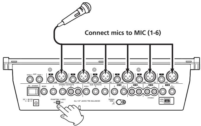 TASCAM M-164UF - Connecting mics - 1