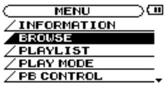 MENU /INFORMATION BROWSE /PLAYLIST /PLAY MODE /PB CONTROL